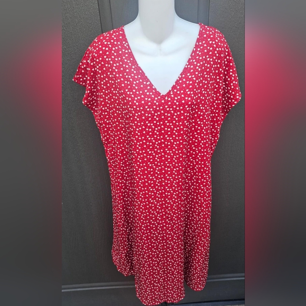 LARGE RED HEART PATTERN DRESS